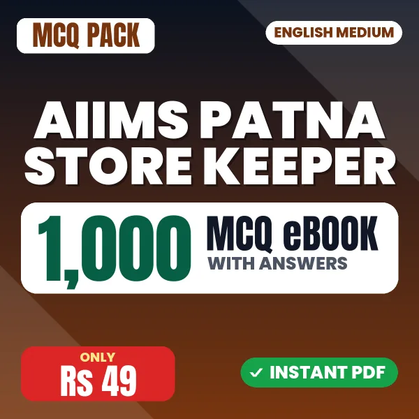 AIIMS Patna Store Keeper Exam – 1000 MCQ eBook with Answers | English Medium PDF Download
