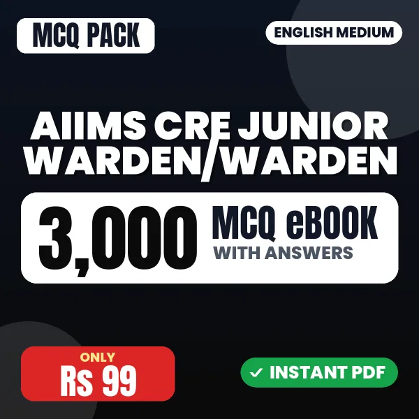 AIIMS CRE Junior Warden/Warden Exam – 3000 MCQ eBook with Answers | English Medium PDF Download