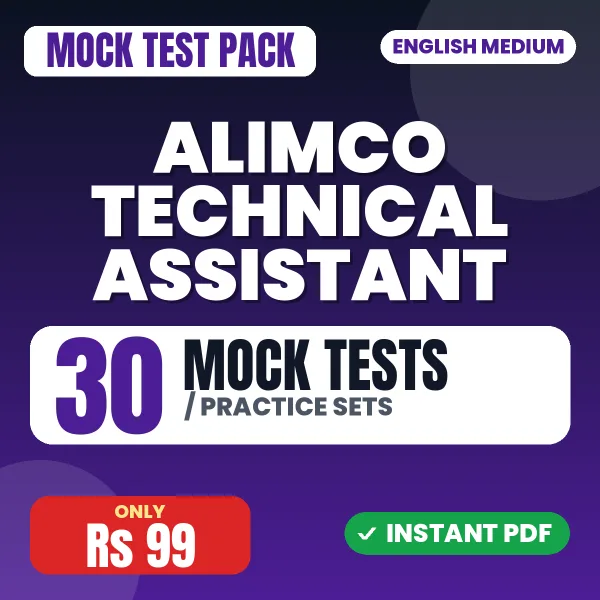 ALIMCO Technical Assistant Exam – 30 Mock Tests / Practice Sets | English Medium PDF Download
