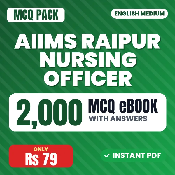 AIIMS Raipur Nursing Officer Exam – 2000 MCQ eBook with Answers | English Medium PDF Download