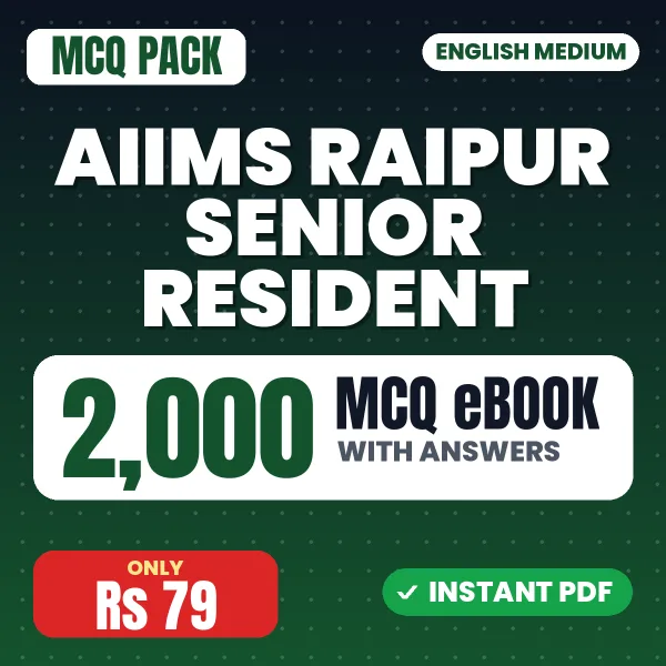 AIIMS Raipur Senior Resident Exam – 2000 MCQ eBook with Answers | English Medium PDF Download