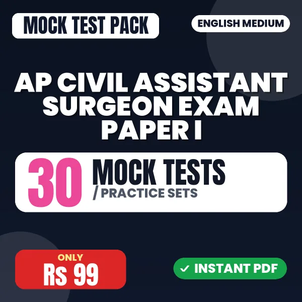 AP Civil Assistant Surgeon Exam Paper I – 30 Mock Tests / Practice Sets | English Medium PDF Download