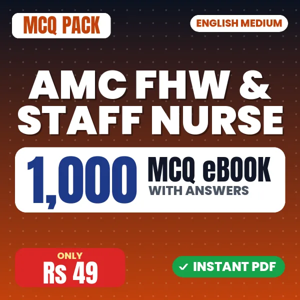 AMC FHW & Staff Nurse Exam – 1000 MCQ eBook with Answers | English Medium PDF Download