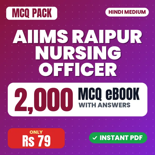 AIIMS Raipur Nursing Officer Exam – 2000 MCQ eBook with Answers | Hindi Medium PDF Download