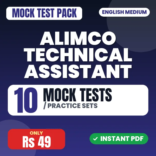 ALIMCO Technical Assistant Exam – 10 Mock Tests / Practice Sets | English Medium PDF Download
