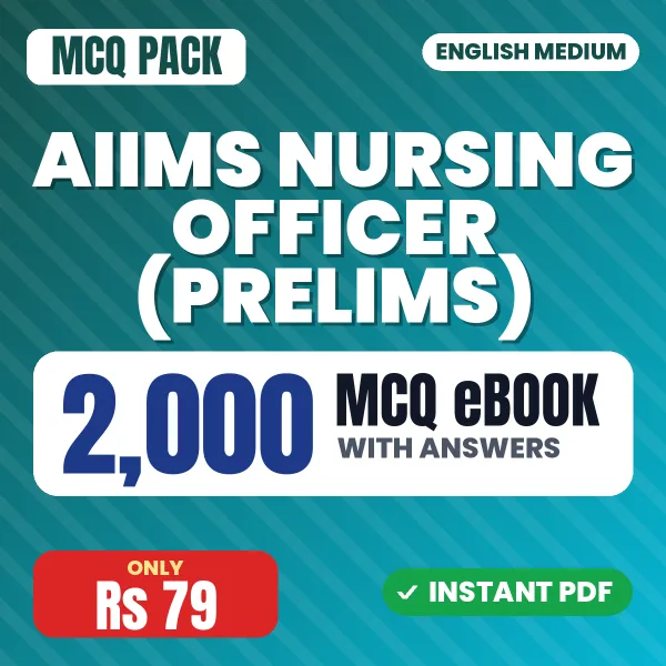 AIIMS Nursing Officer (Prelims) Exam – 2000 MCQ eBook with Answers | English Medium PDF Download