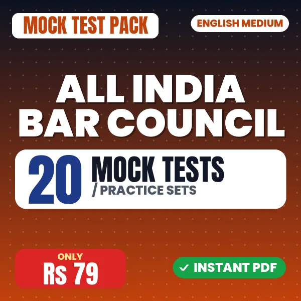 ALL India Bar Council Exam – 20 Mock Tests / Practice Sets | English Medium PDF Download