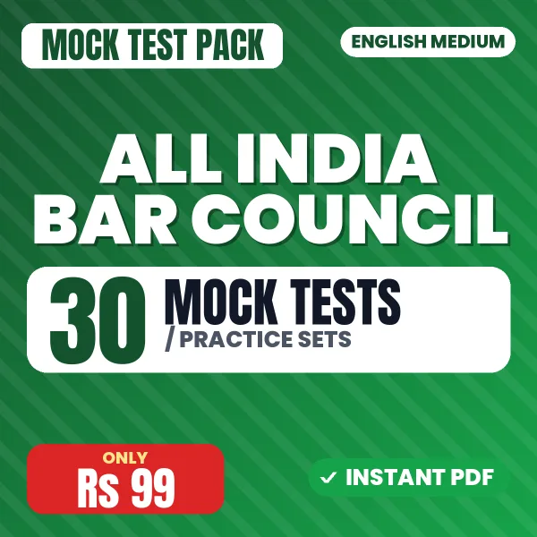 ALL India Bar Council Exam – 30 Mock Tests / Practice Sets | English Medium PDF Download