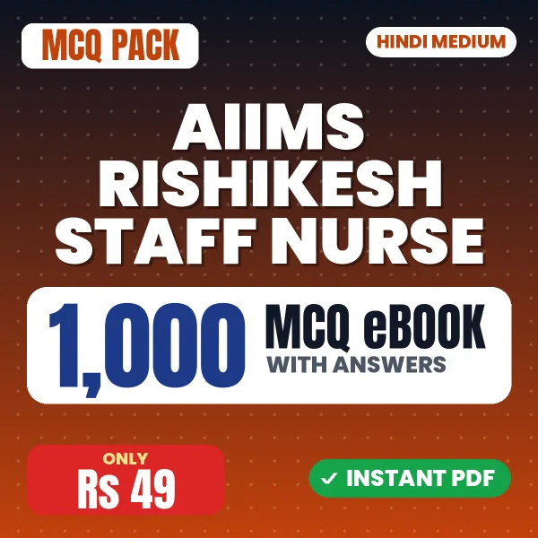 AIIMS Rishikesh Staff Nurse Exam – 1000 MCQ eBook with Answers | Hindi Medium PDF Download