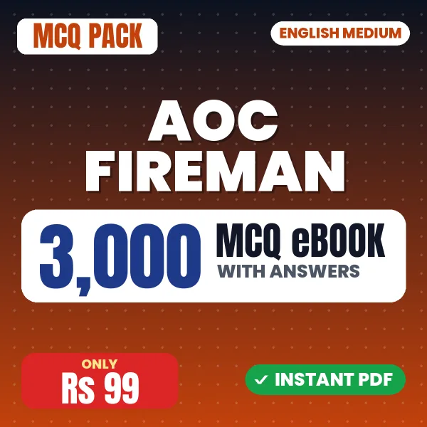 AOC Fireman Exam – 3000 MCQ eBook with Answers | English Medium PDF Download