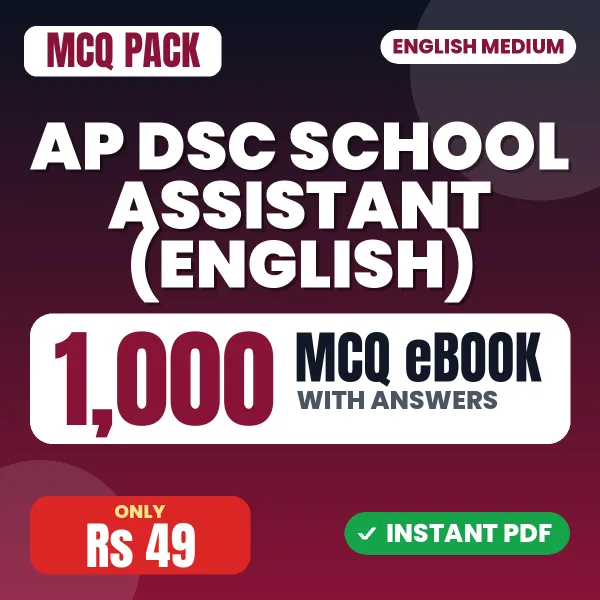 AP DSC School Assistant (English) Exam – 1000 MCQ eBook with Answers | English Medium PDF Download