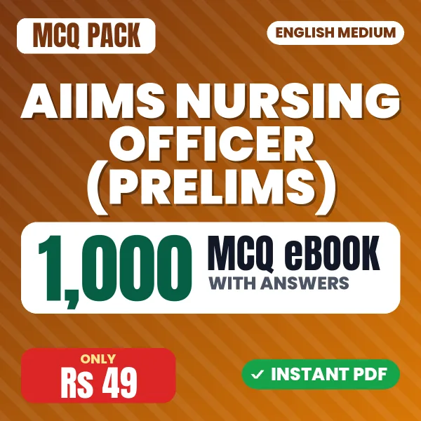 AIIMS Nursing Officer (Prelims) Exam – 1000 MCQ eBook with Answers | English Medium PDF Download