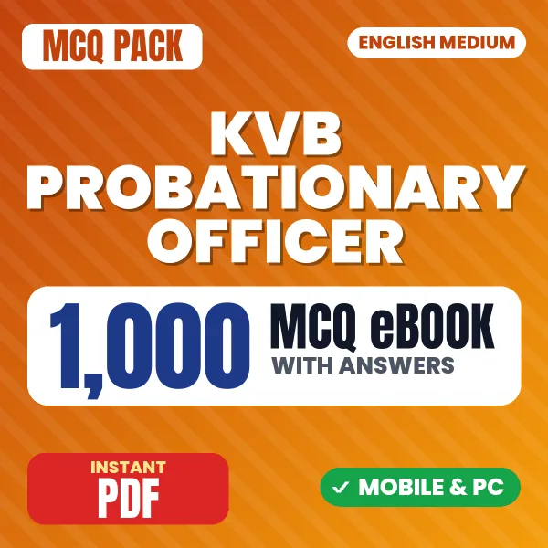 KVB Probationary Officer Exam – 1000 MCQ eBook with Answers | English Medium PDF Download