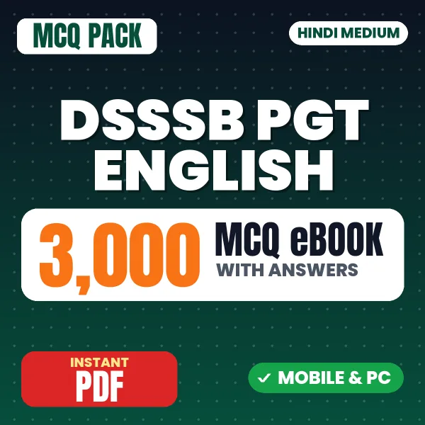 DSSSB PGT English Exam – 3000 MCQ eBook with Answers | Hindi Medium PDF Download