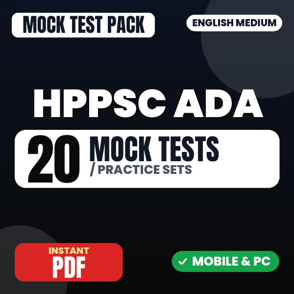 HPPSC Assistant District Attorney Exam Paper 1 – 20 Mock Tests / Practice Sets | English Medium PDF Download