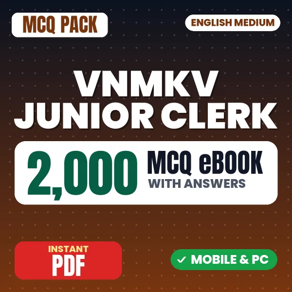 VNMKV Junior Clerk Exam – 2000 MCQ eBook with Answers | English Medium PDF Download