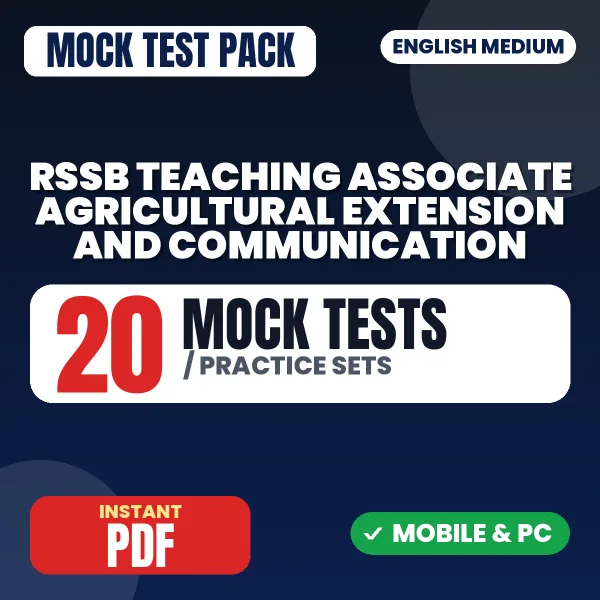RSSB Teaching Associate (Agricultural Extension and Communication) Exam Paper 1 – 20 Mock Tests / Practice Sets | English Medium PDF Download