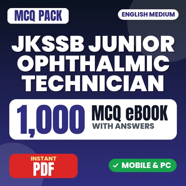 JKSSB Junior Ophthalmic Technician Exam – 1000 MCQ eBook with Answers | English Medium PDF Download