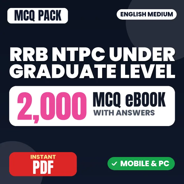 RRB NTPC (Under Graduate level) CBT 1 Exam – 2000 MCQ eBook with Answers | English Medium PDF Download
