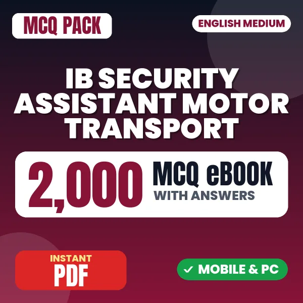 IB Security Assistant Motor Transport Exam – 2000 MCQ eBook with Answers | English Medium PDF Download