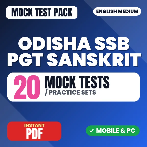 Odisha SSB PGT Sanskrit Exam – 20 Mock Tests / Practice Sets | English Medium PDF Download