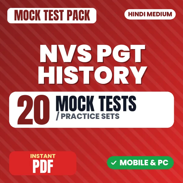 NVS PGT History Preliminary Exam Tier 1 – 20 Mock Tests / Practice Sets | Hindi Medium PDF Download