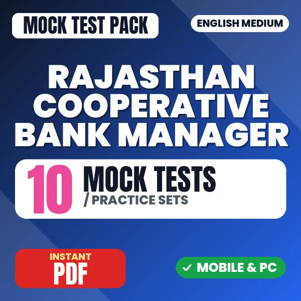 Rajasthan Cooperative Bank Manager Exam – 10 Mock Tests / Practice Sets | English Medium PDF Download