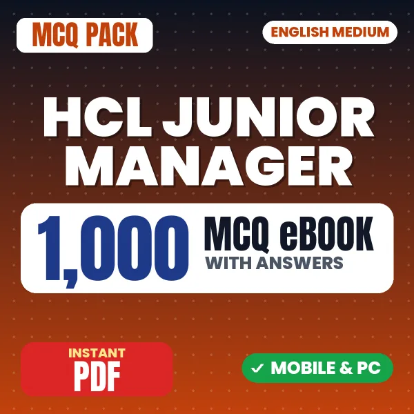 HCL Junior Manager Exam – 1000 MCQ eBook with Answers | English Medium PDF Download