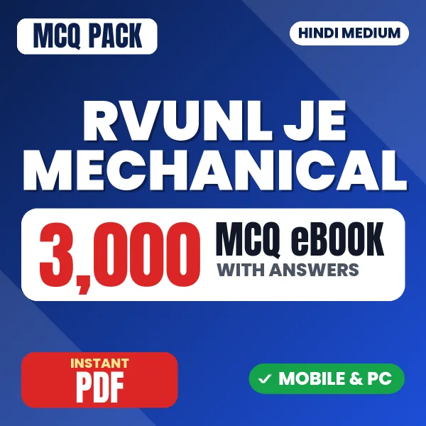 Rajasthan RVUNL JE Mechanical Exam – 3000 MCQ eBook with Answers | Hindi Medium PDF Download