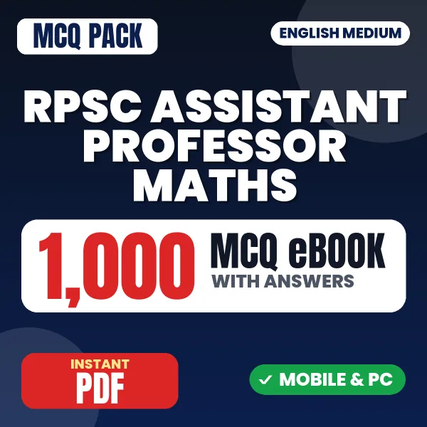 RPSC Assistant Professor Maths (Paper III) Exam – 1000 MCQ eBook with Answers | English Medium PDF Download