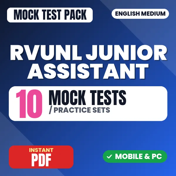 RVUNL Junior Assistant Exam – 10 Mock Tests / Practice Sets | English Medium PDF Download