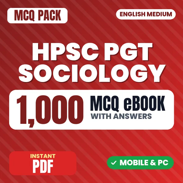 HPSC PGT Sociology Stage-I Exam – 1000 MCQ eBook with Answers | English Medium PDF Download