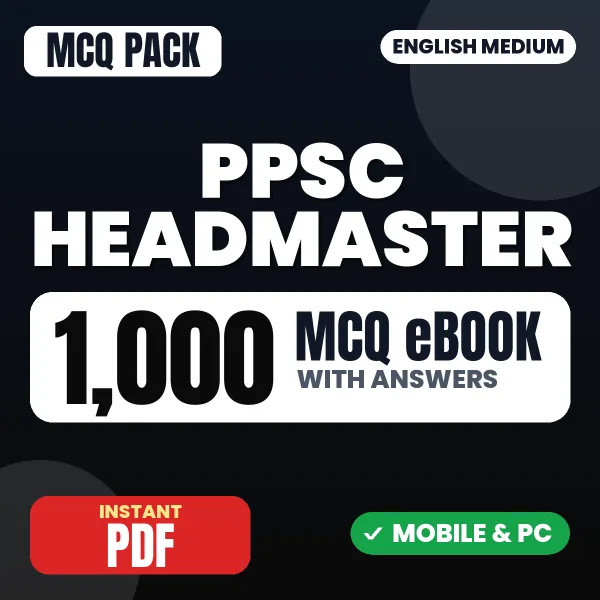 PPSC Headmaster Exam – 1000 MCQ eBook with Answers | English Medium PDF Download