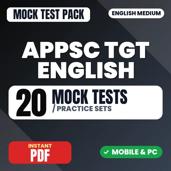 APPSC TGT English Exam Paper 1 – 20 Mock Tests / Practice Sets | English Medium PDF Download
