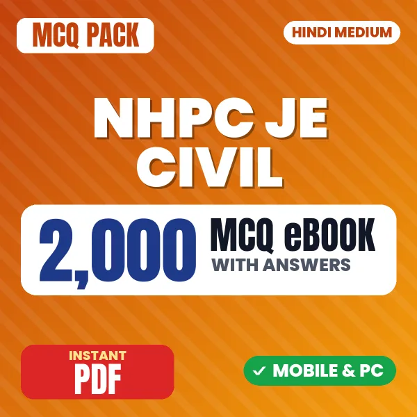 NHPC JE Civil Exam – 2000 MCQ eBook with Answers | Hindi Medium PDF Download
