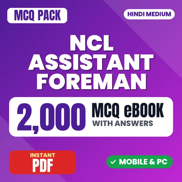 NCL Assistant Foreman (Mechanical) Exam – 2000 MCQ eBook with Answers | Hindi Medium PDF Download