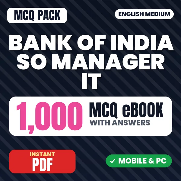 Bank of India SO (Manager – IT (Scale II) Exam – 1000 MCQ eBook with Answers | English Medium PDF Download