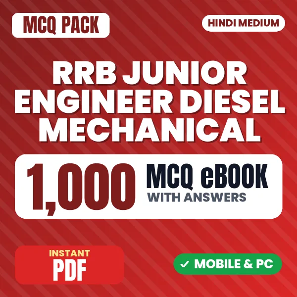RRB Junior Engineer (Diesel Mechanical) CBT 1 Exam – 1000 MCQ eBook with Answers | Hindi Medium PDF Download