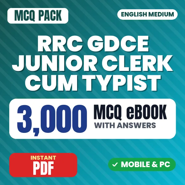 RRC GDCE Junior Clerk cum Typist Exam – 3000 MCQ eBook with Answers | English Medium PDF Download