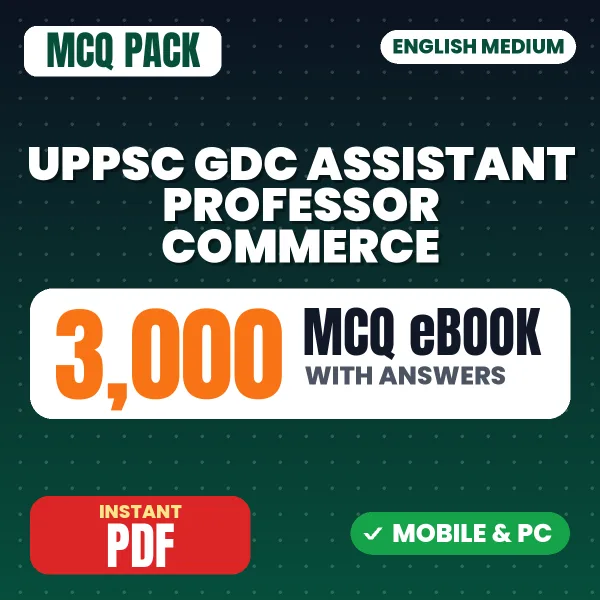 UPPSC GDC Assistant Professor Prelims (Commerce) Exam – 3000 MCQ eBook with Answers | English Medium PDF Download