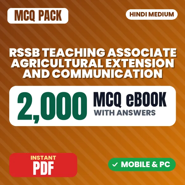 RSSB Teaching Associate (Agricultural Extension and Communication) Exam Paper 1 – 2000 MCQ eBook with Answers | Hindi Medium PDF Download