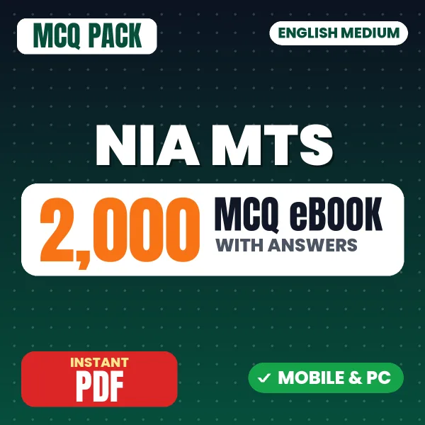 NIA MTS Exam – 2000 MCQ eBook with Answers | English Medium PDF Download