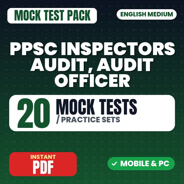 PPSC Inspector Audit, Audit Officer Exam – 20 Mock Tests / Practice Sets | English Medium PDF Download