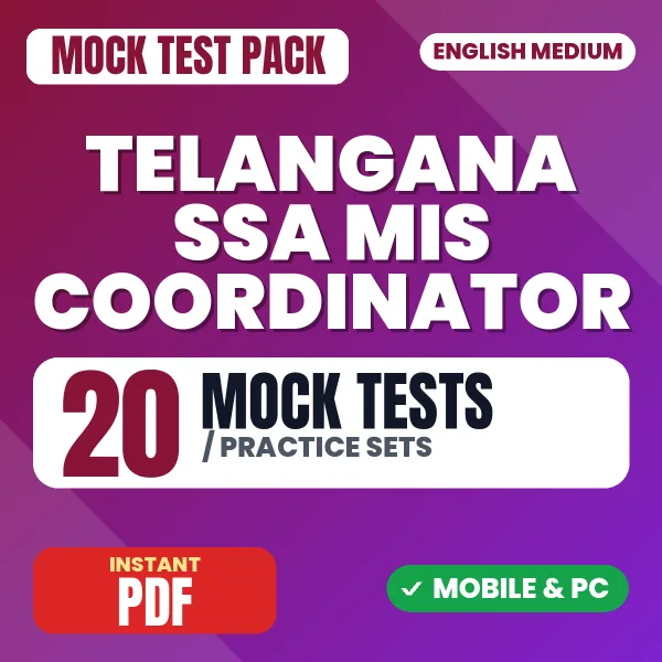 Telangana SSA MIS Coordinator Exam – 20 Mock Tests / Practice Sets | English Medium PDF Download