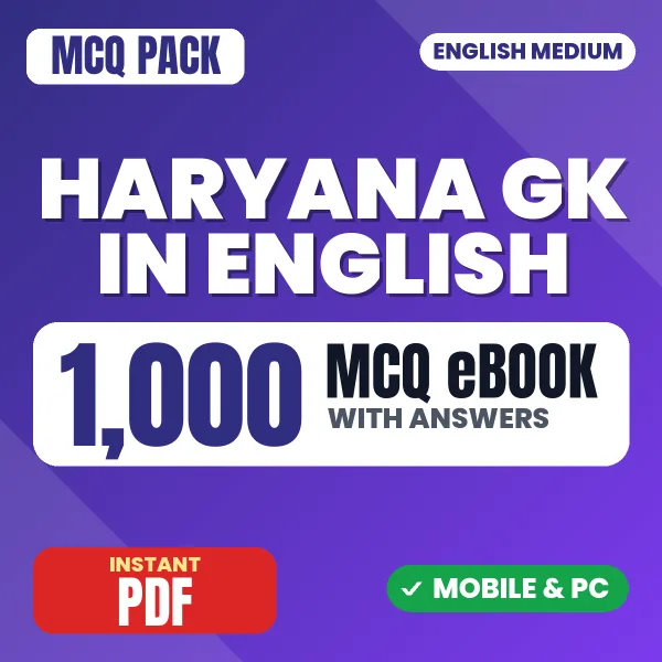 Haryana General Knowledge – 1000 MCQ eBook with Answers | English Medium PDF Download
