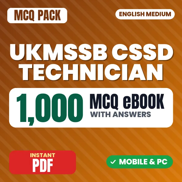 UKMSSB CSSD Technician Exam – 1000 MCQ eBook with Answers | English Medium PDF Download