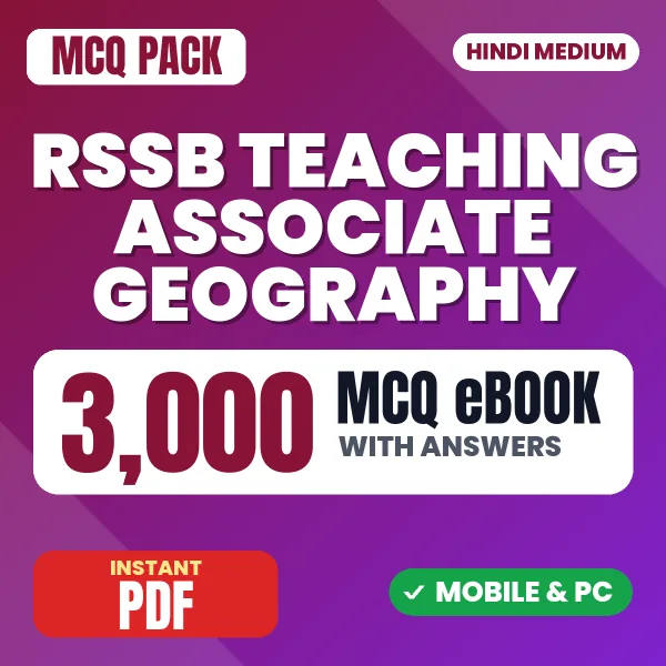 RSSB Teaching Associate (Geography) Exam Paper 1 – 3000 MCQ eBook with Answers | Hindi Medium PDF Download