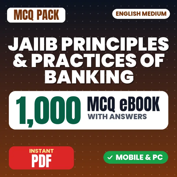 JAIIB Principles & Practices of Banking Exam (Paper 2) – 1000 MCQ eBook with Answers | English Medium PDF Download