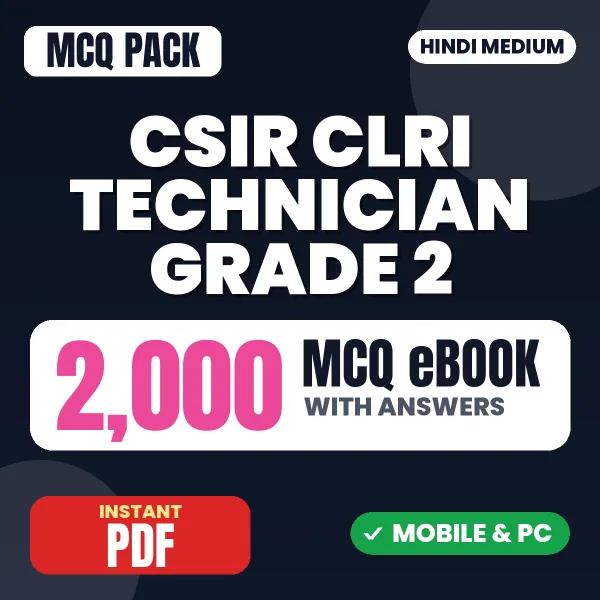 CSIR CLRI Technical Assistant/Technician Grade 2 Exam (Paper-I) – 2000 MCQ eBook with Answers | Hindi Medium PDF Download