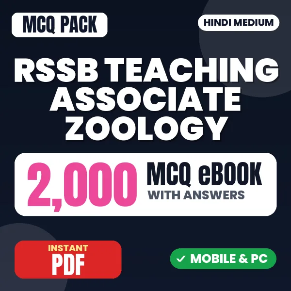 RSSB Teaching Associate (Zoology) Exam Paper 1 – 2000 MCQ eBook with Answers | Hindi Medium PDF Download